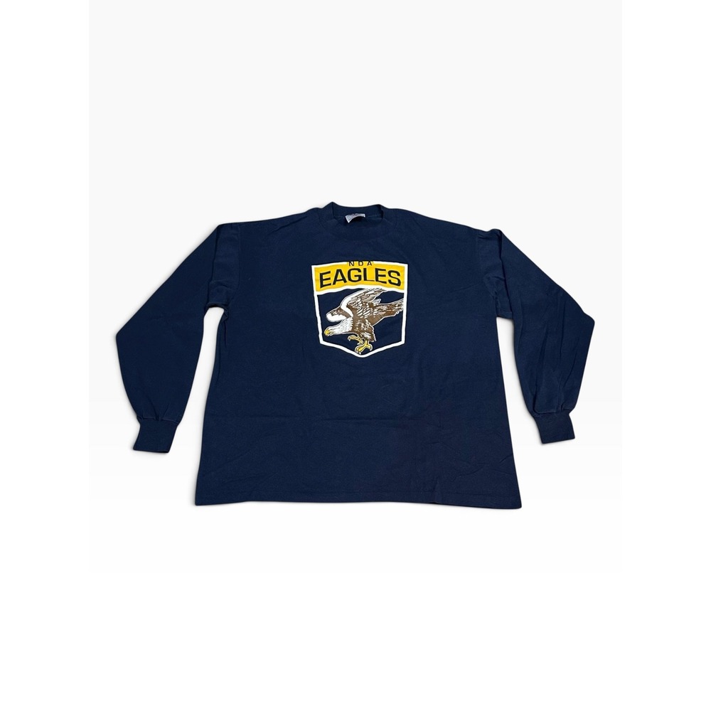 Vintage Tee Jays NDA Eagles Long Sleeve T-Shirt Mens Large Navy Blue